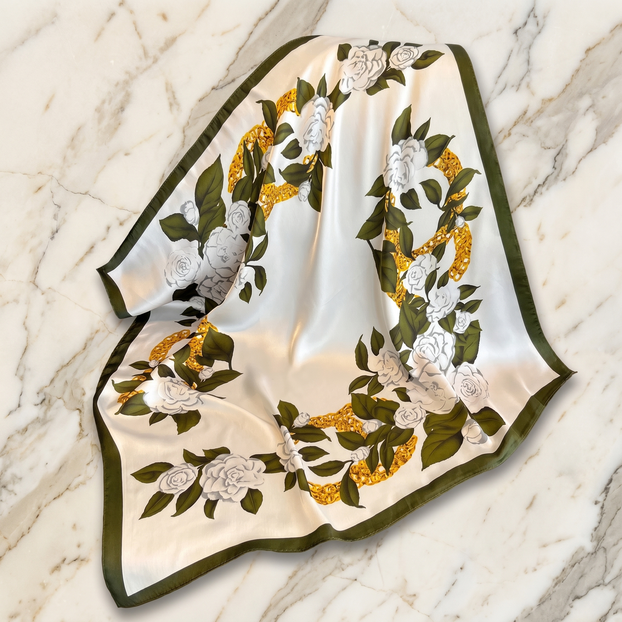 Bracksley multicolor floral satin scarf for women, 27 inch square — view 1