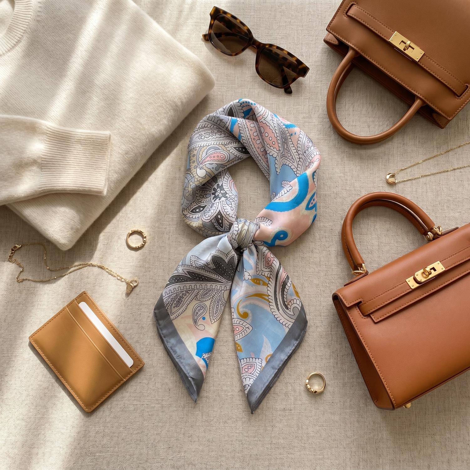 Bracksley multicolor paisley satin scarf for women, 27 inch square — view 2