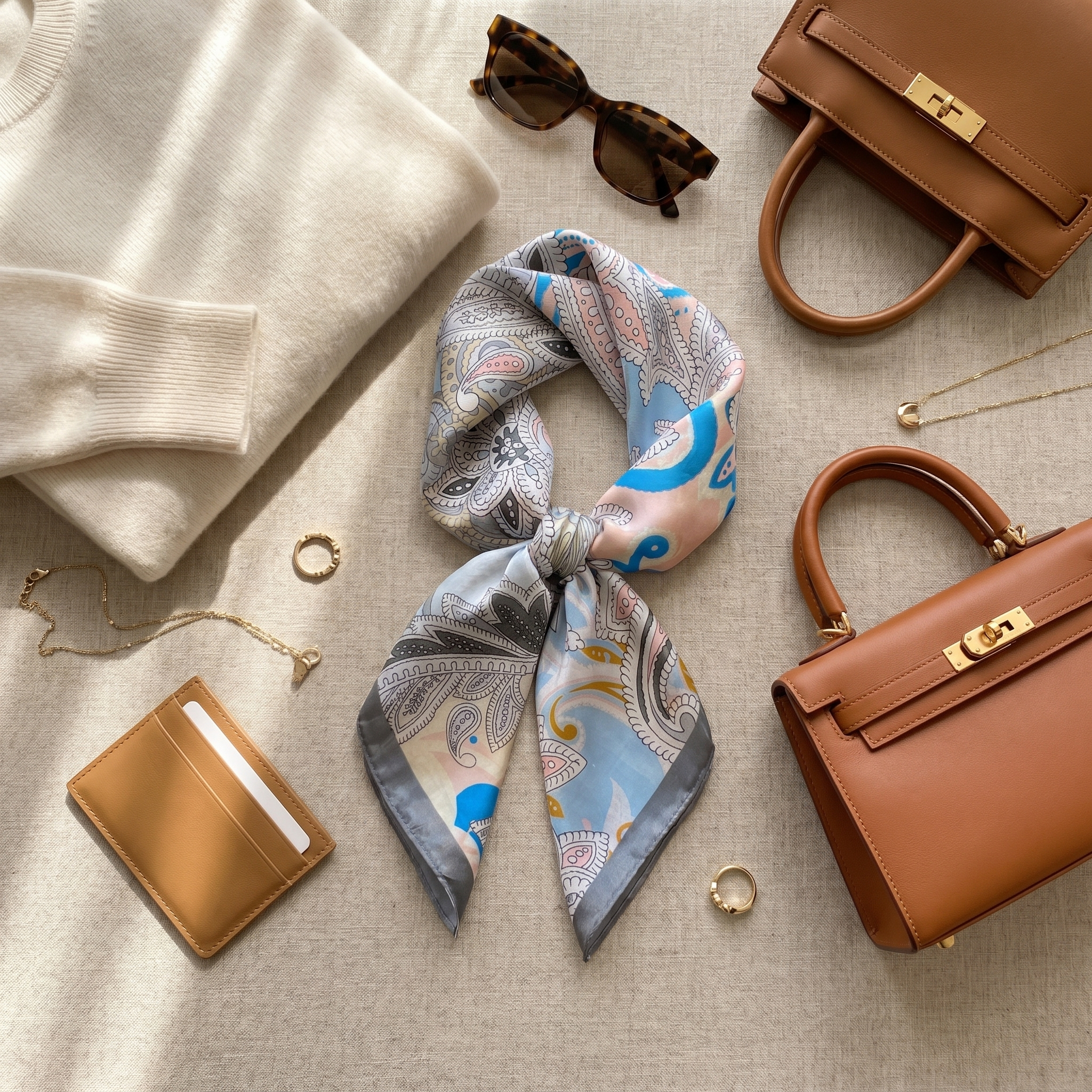 Bracksley multicolor paisley satin scarf for women, 27 inch square — view 2