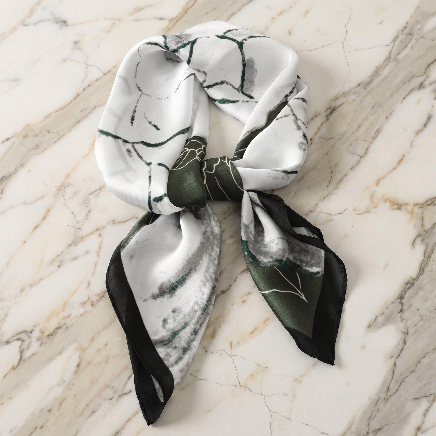 Bracksley gray floral satin scarf for women, 27 inch square — view 1