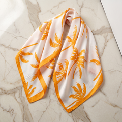 Bracksley orange floral satin scarf for women, 27 inch square — view 1