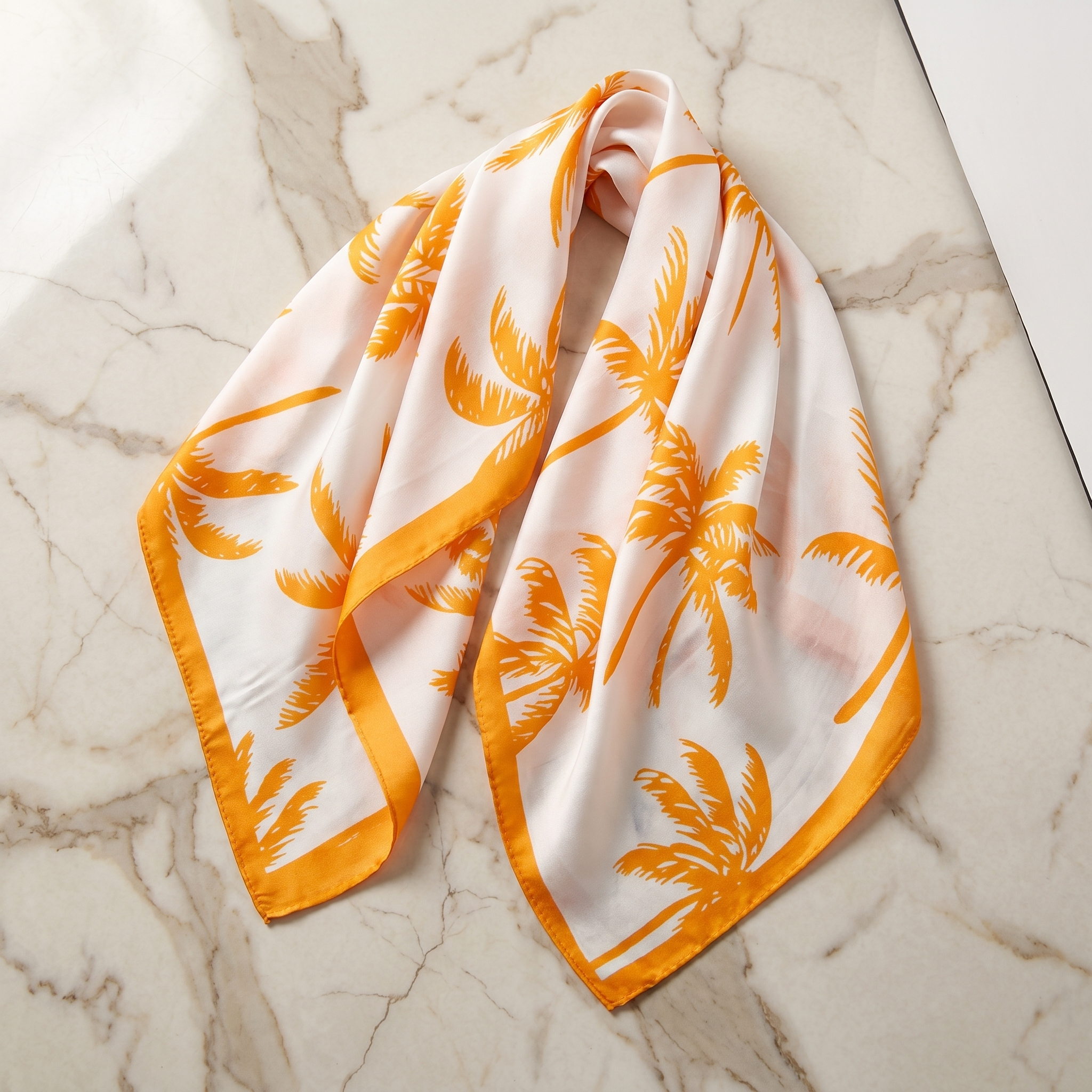 Bracksley orange floral satin scarf for women, 27 inch square — view 1