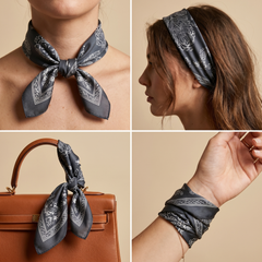 Bracksley black klassisch satin scarf for women, 27 inch square — view 3