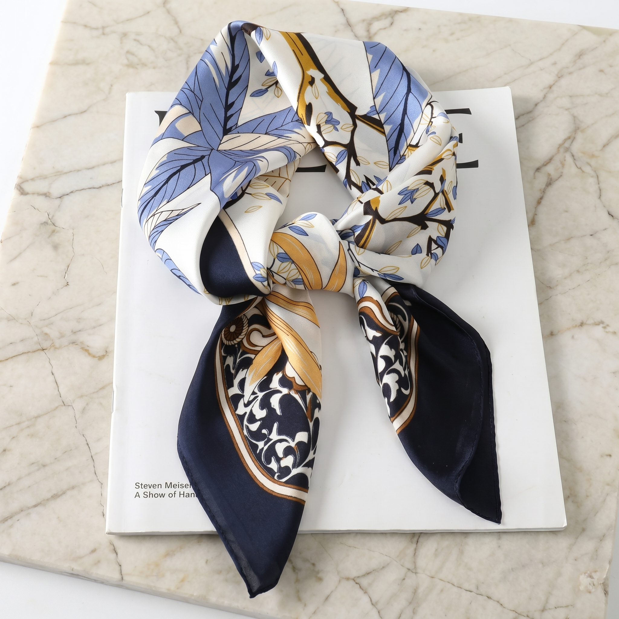 Bracksley multicolor floral satin scarf for women, 27 inch square — view 1