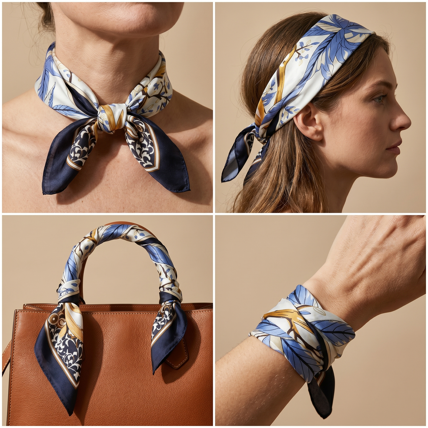 Bracksley multicolor floral satin scarf for women, 27 inch square — view 3