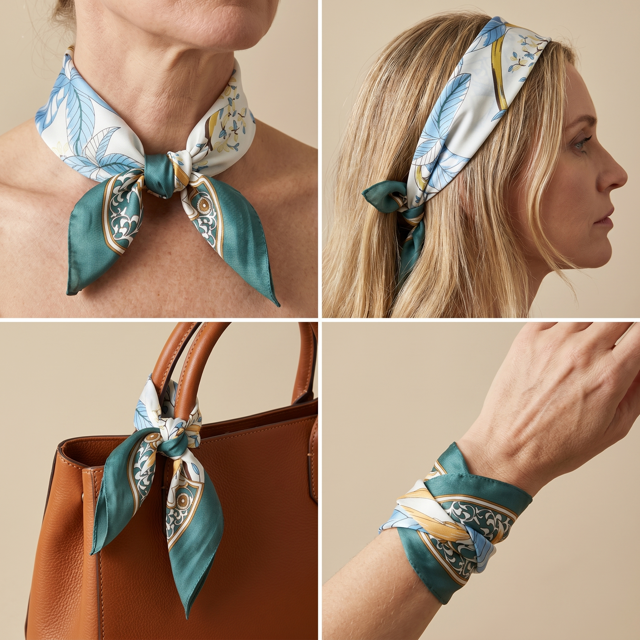 Bracksley multicolor floral satin scarf for women, 27 inch square — view 3