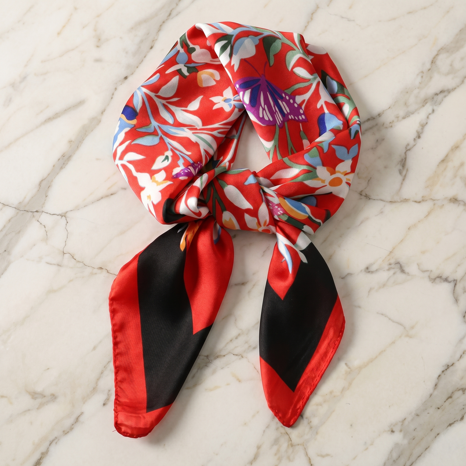 Bracksley multicolor floral satin scarf for women, 27 inch square — view 1