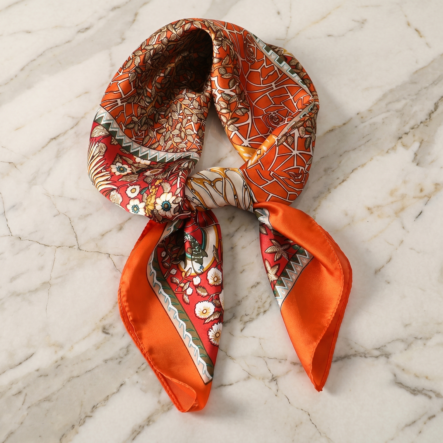 Bracksley multicolor floral satin scarf for women, 27 inch square — view 1
