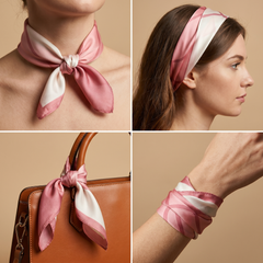 Bracksley pink solid satin scarf for women, 27 inch square — view 3