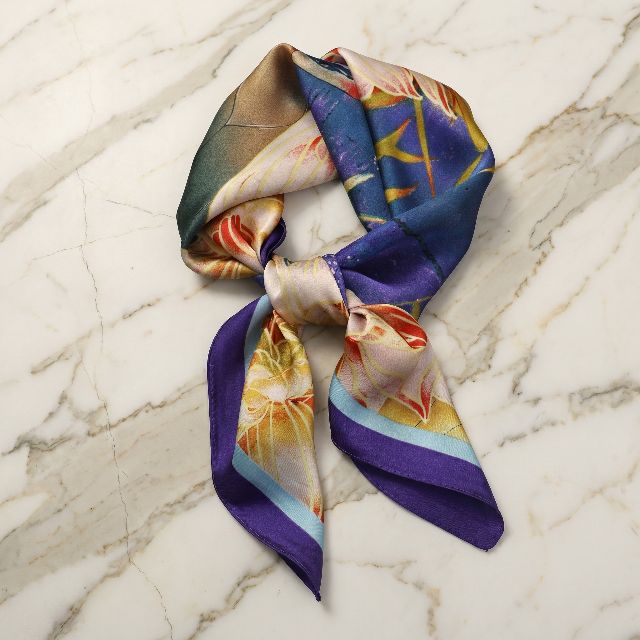 Bracksley multicolor floral satin scarf for women, 27 inch square — view 1