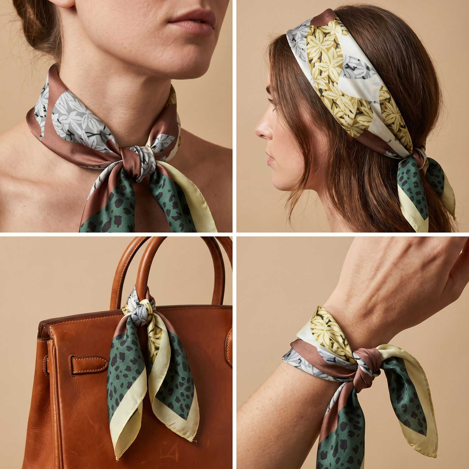 Bracksley multicolor floral satin scarf for women, 27 inch square — view 3