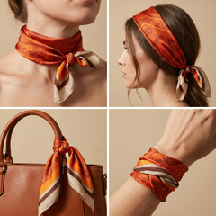 Bracksley orange paisley satin scarf for women, 27 inch square — view 3