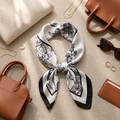 Bracksley multicolor floral satin scarf for women, 27 inch square — view 2