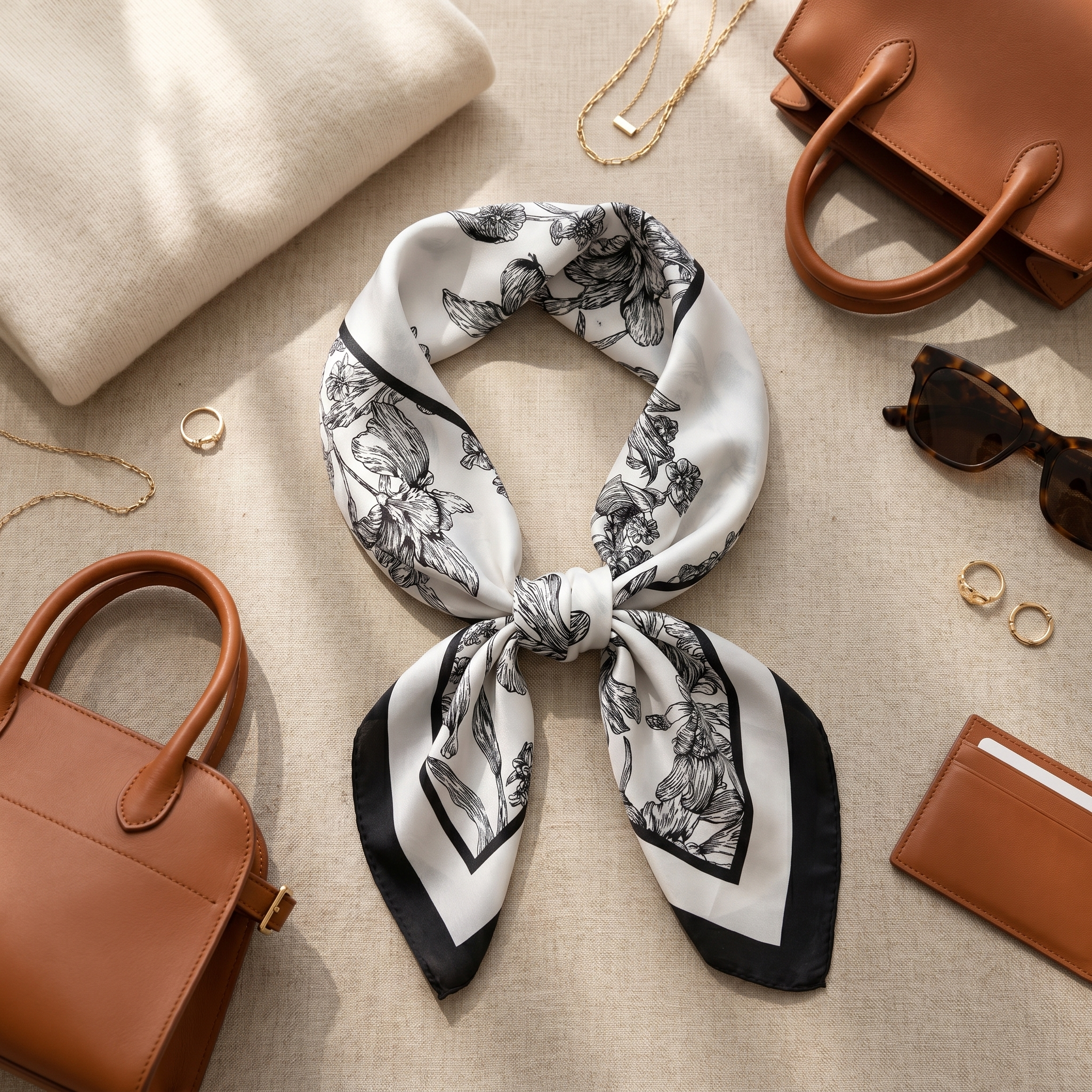 Bracksley multicolor floral satin scarf for women, 27 inch square — view 2