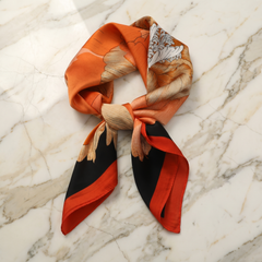 Bracksley orange floral satin scarf for women, 27 inch square — view 1
