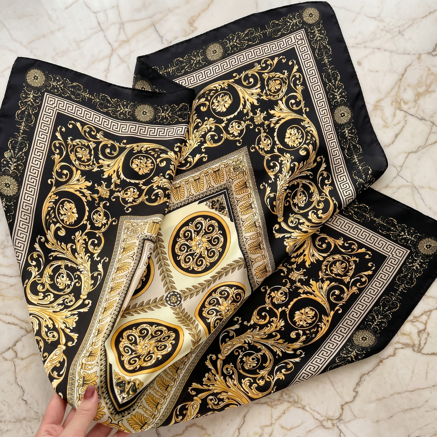 Bracksley gold klassisch satin scarf for women, 27 inch square — view 1