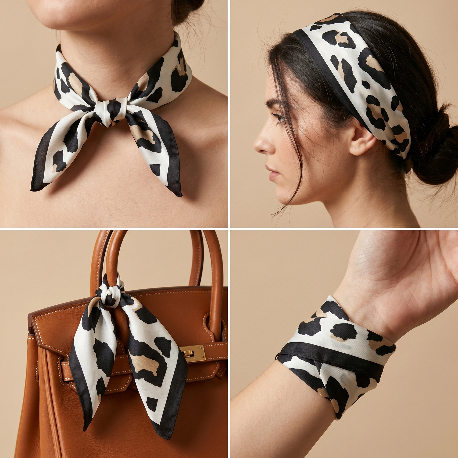 Bracksley multicolor animal satin scarf for women, 27 inch square — view 3