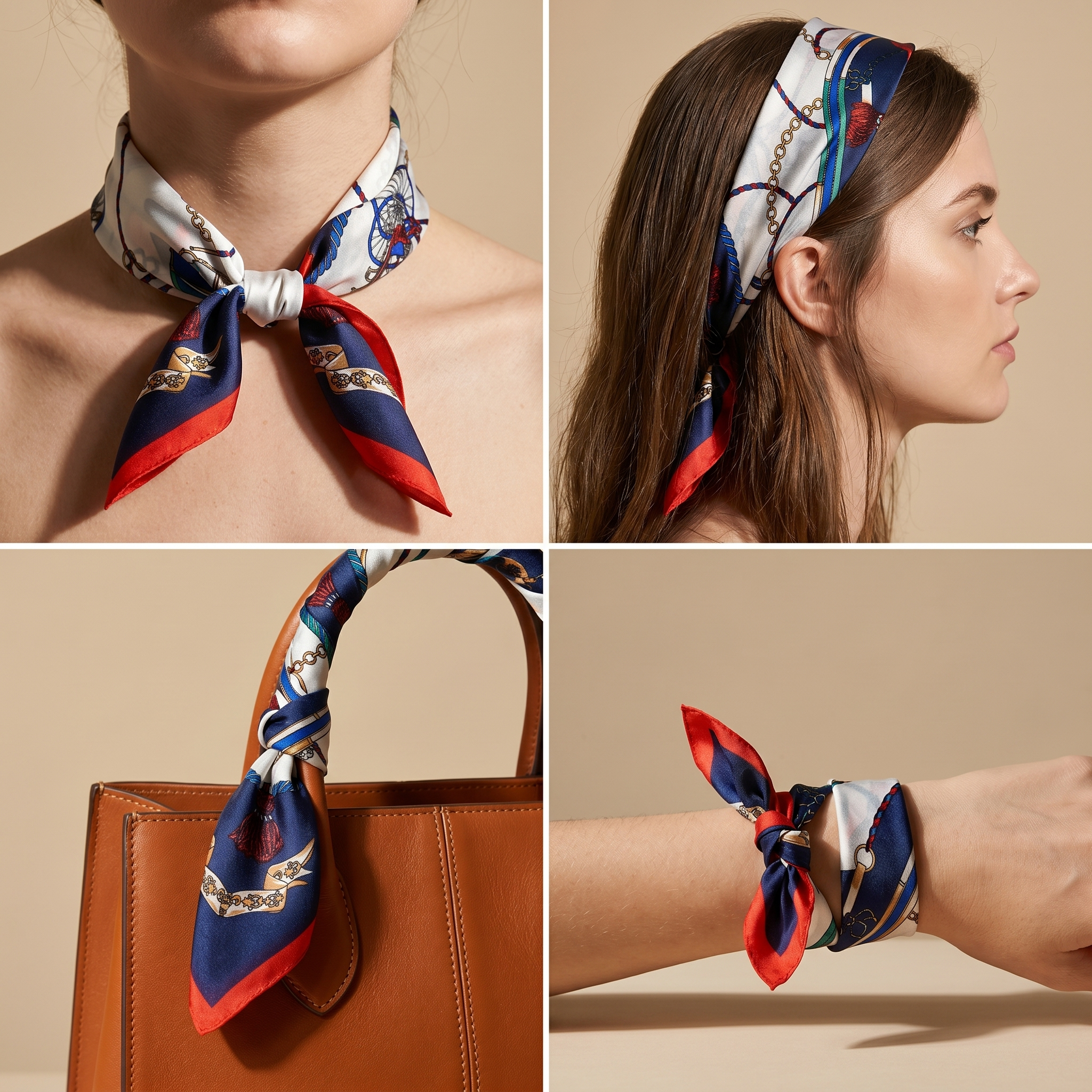 Bracksley multicolor klassisch satin scarf for women, 27 inch square — view 3