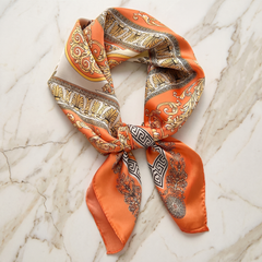 Bracksley orange klassisch satin scarf for women, 27 inch square — view 1