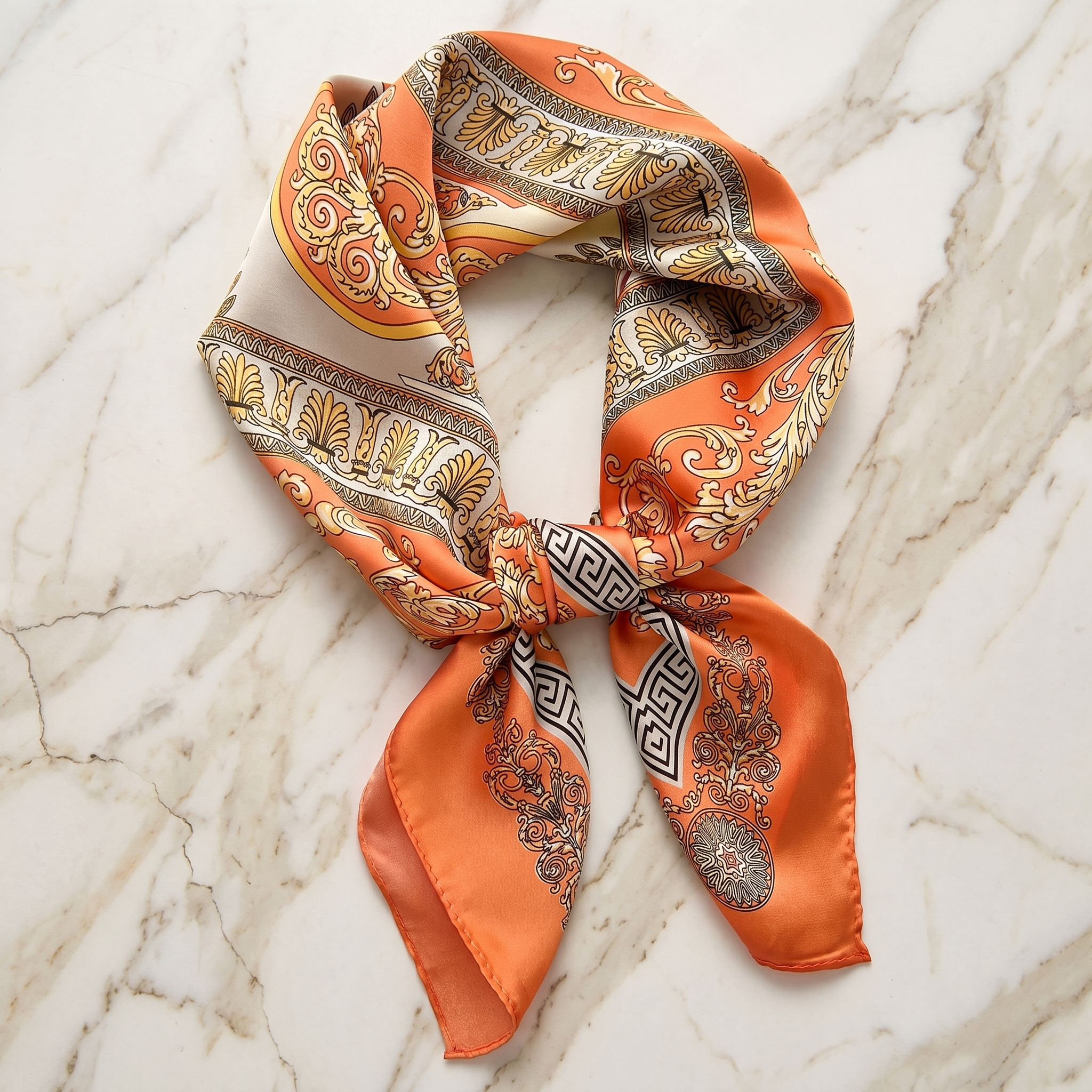 Bracksley orange klassisch satin scarf for women, 27 inch square — view 1