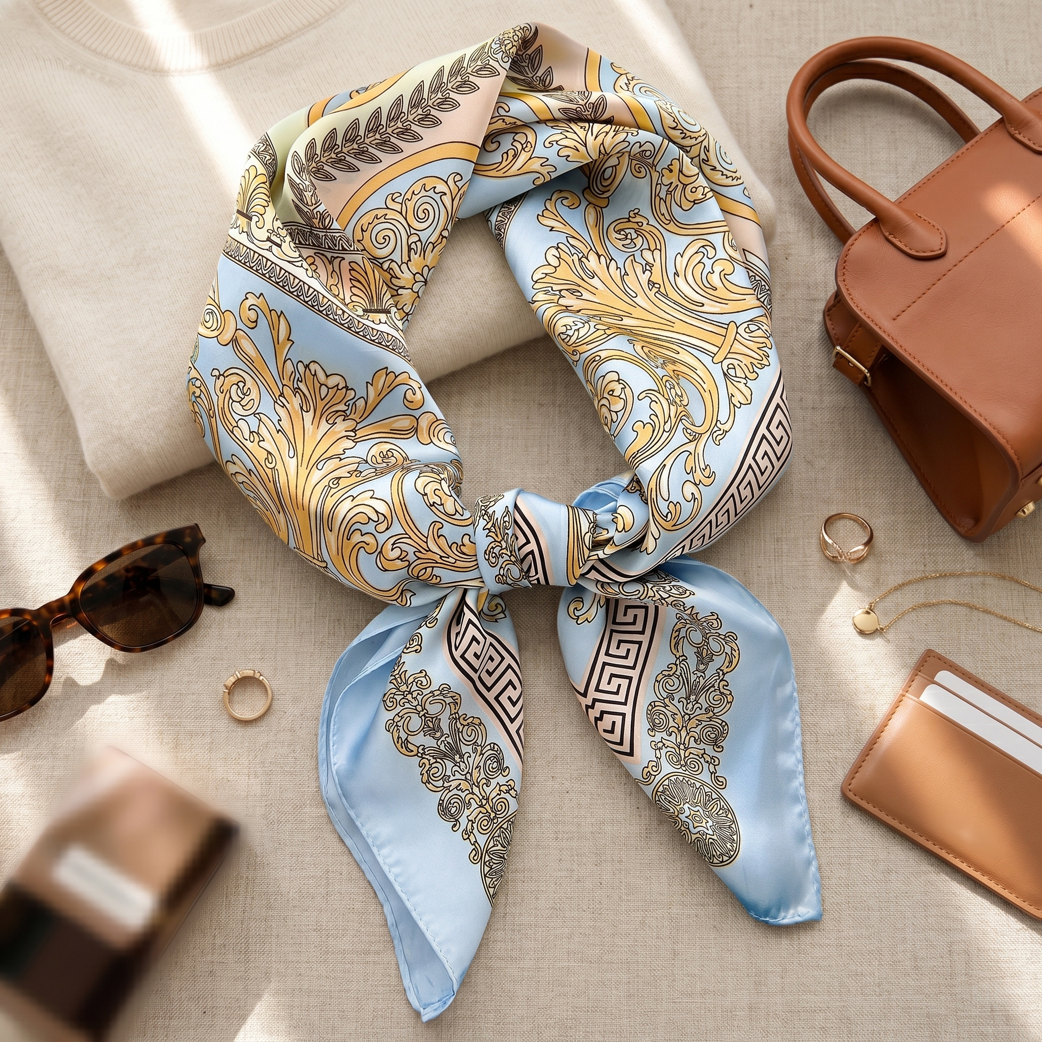 Bracksley multicolor klassisch satin scarf for women, 27 inch square — view 2