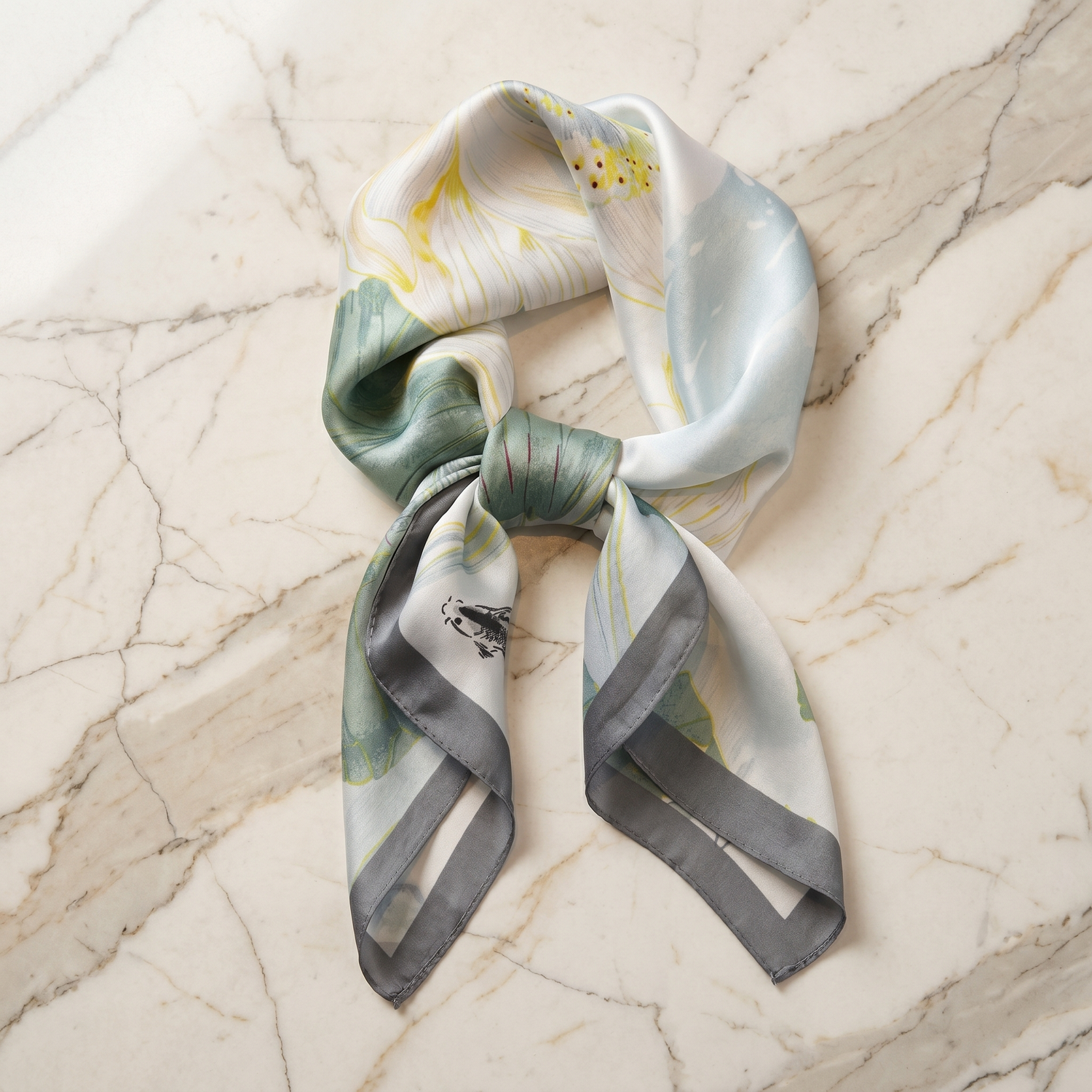Bracksley multicolor floral satin scarf for women, 27 inch square — view 1