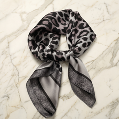 Bracksley black animal satin scarf for women, 27 inch square — view 1