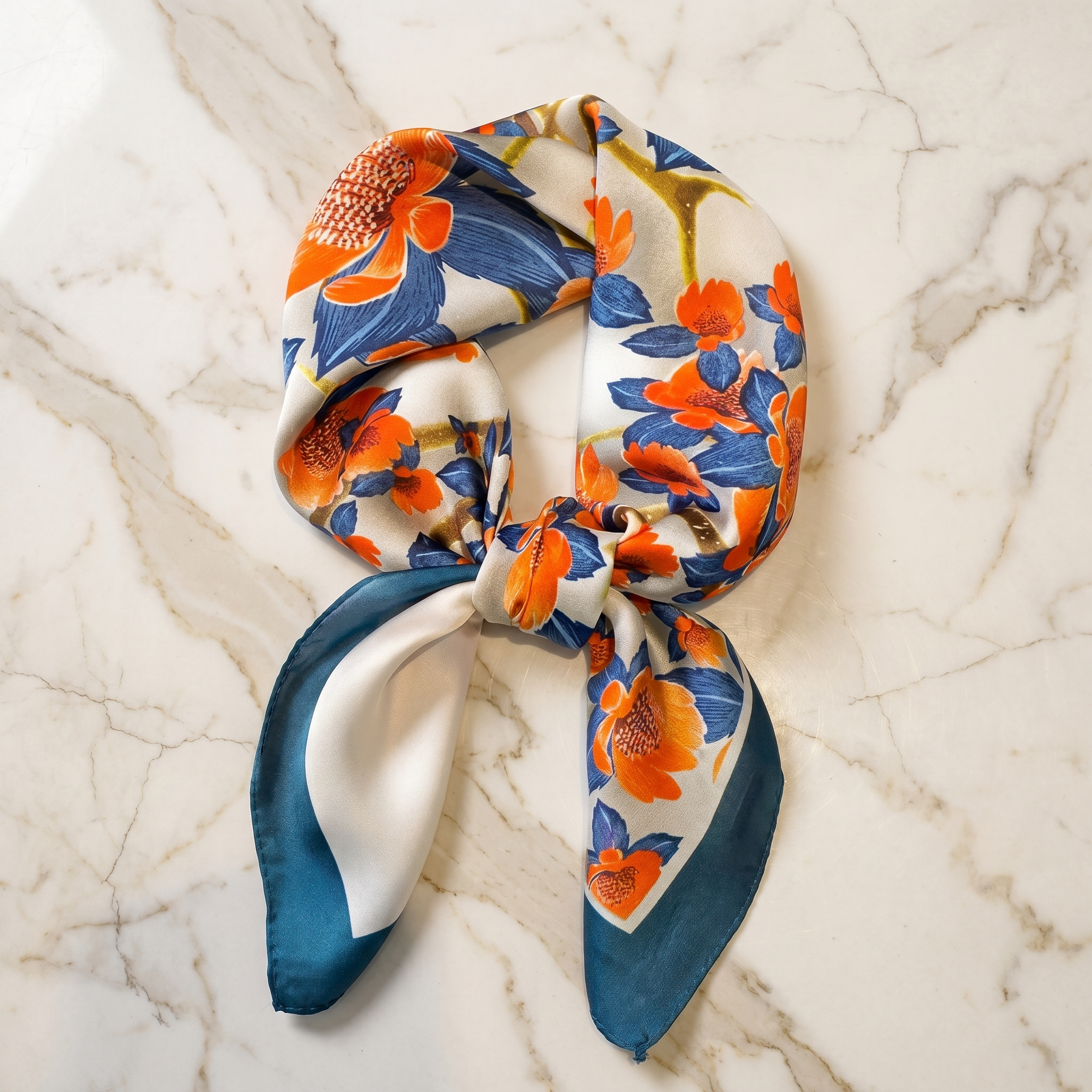 Bracksley multicolor floral satin scarf for women, 27 inch square — view 1