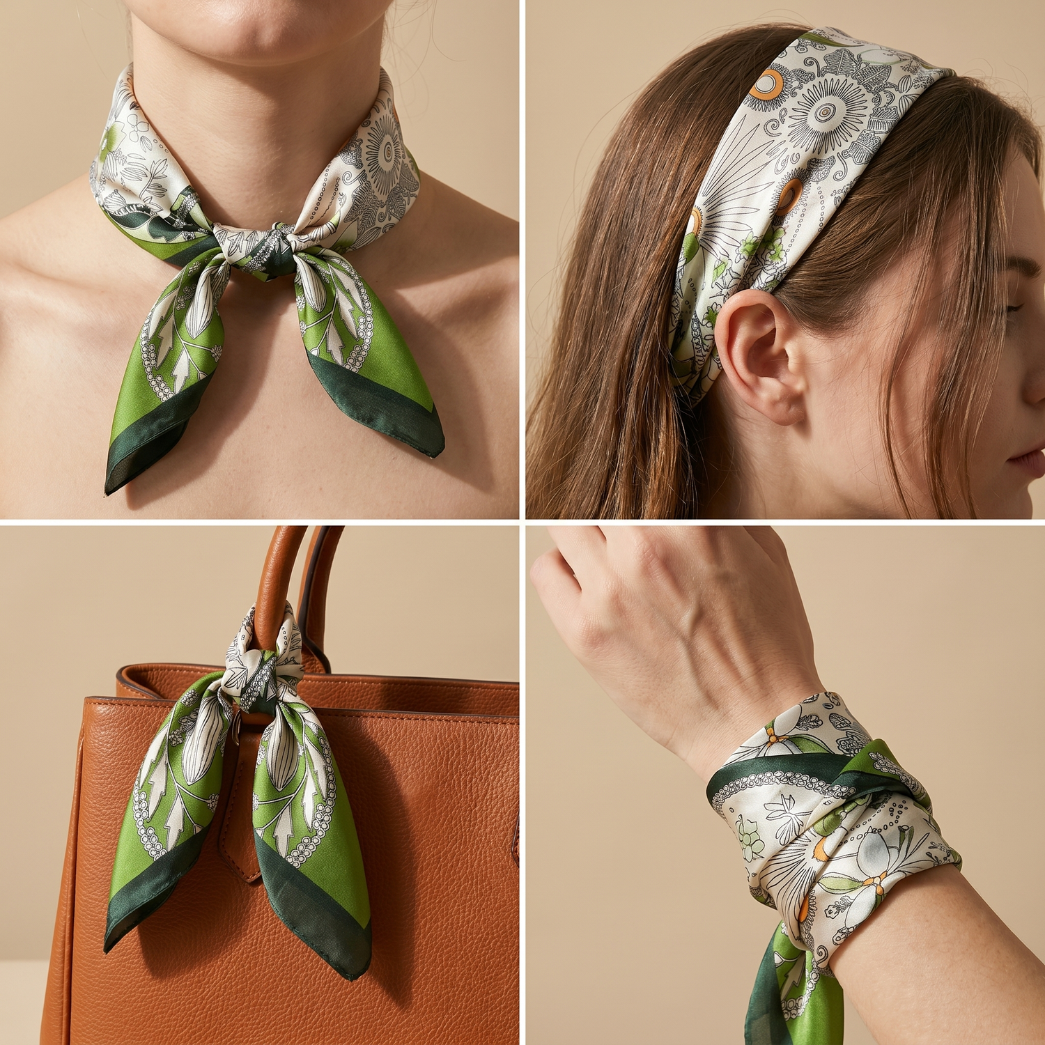 Bracksley multicolor floral satin scarf for women, 27 inch square — view 3