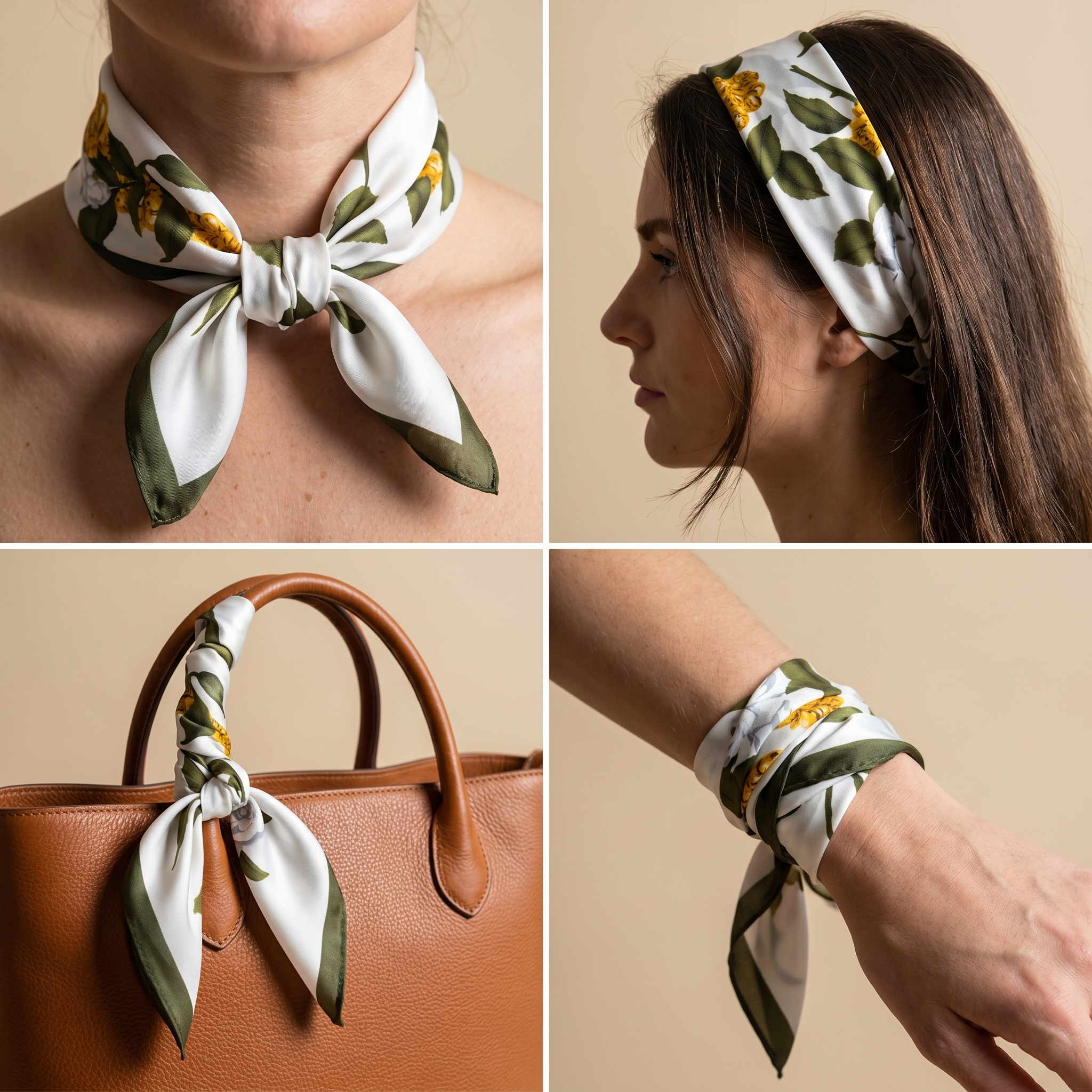 Bracksley multicolor floral satin scarf for women, 27 inch square — view 3