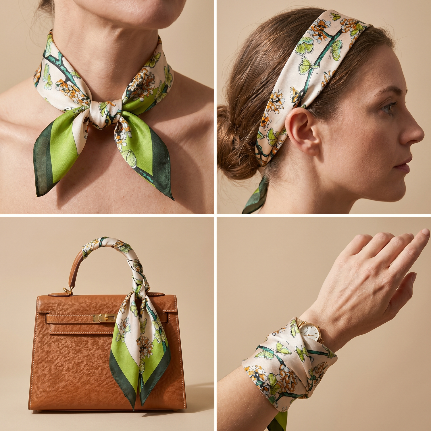 Bracksley multicolor floral satin scarf for women, 27 inch square — view 3