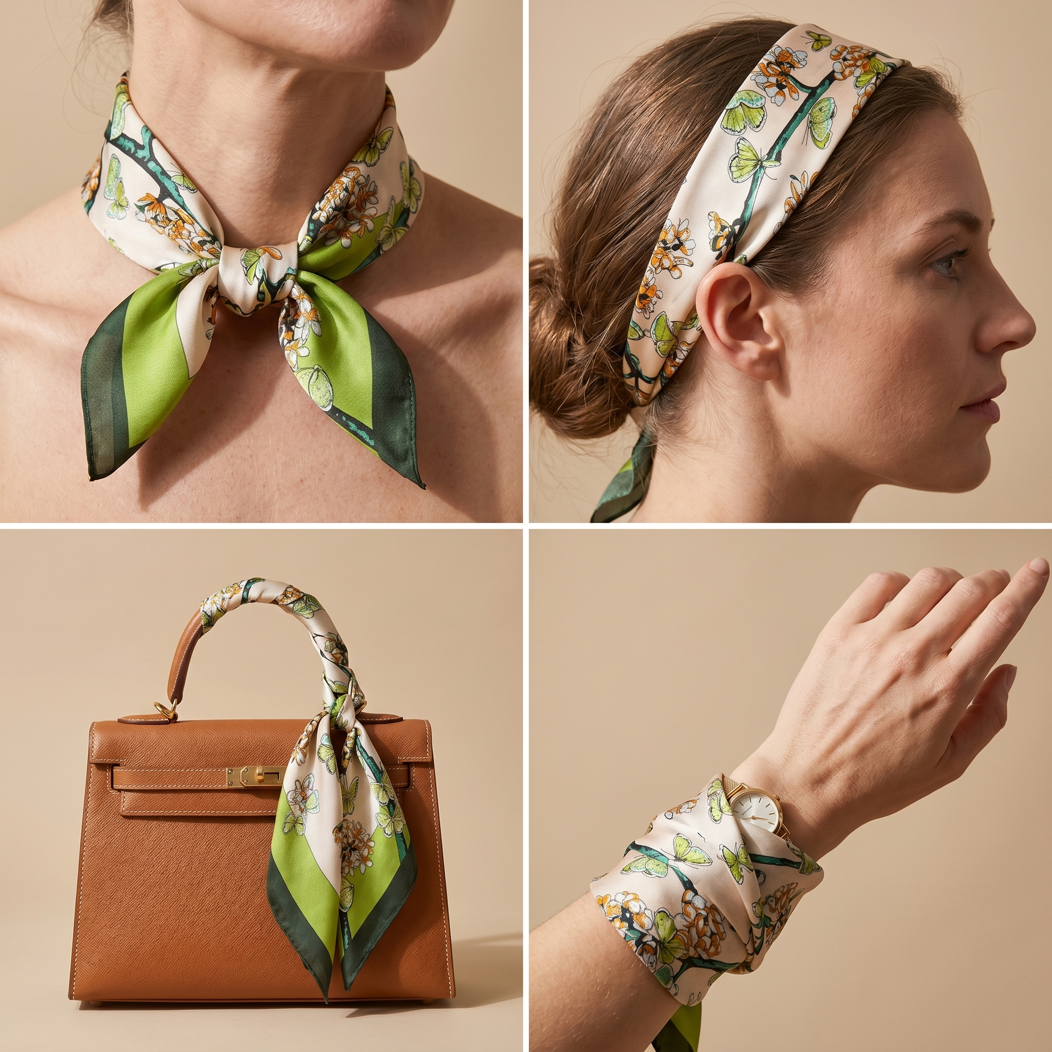 Bracksley multicolor floral satin scarf for women, 27 inch square — view 3