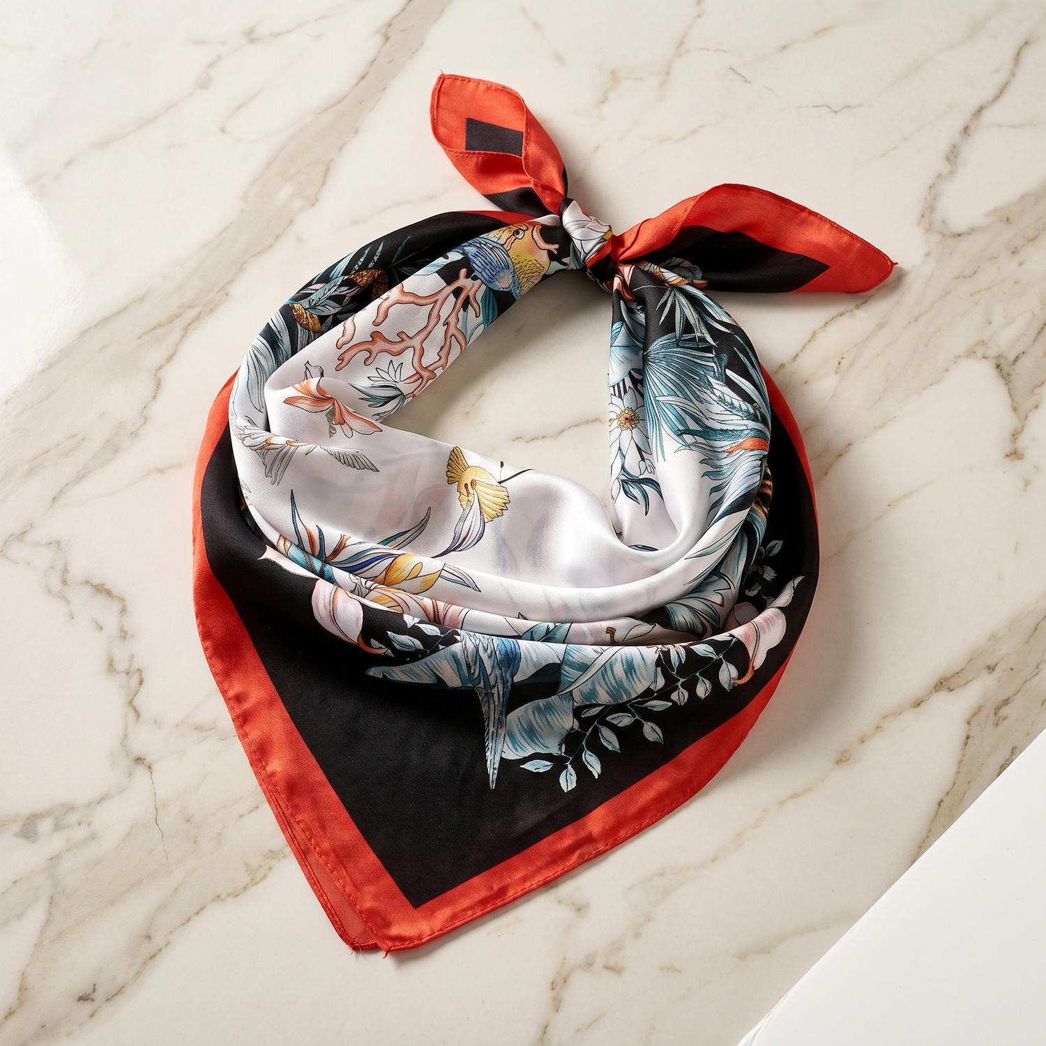 Bracksley multicolor floral satin scarf for women, 27 inch square — view 1