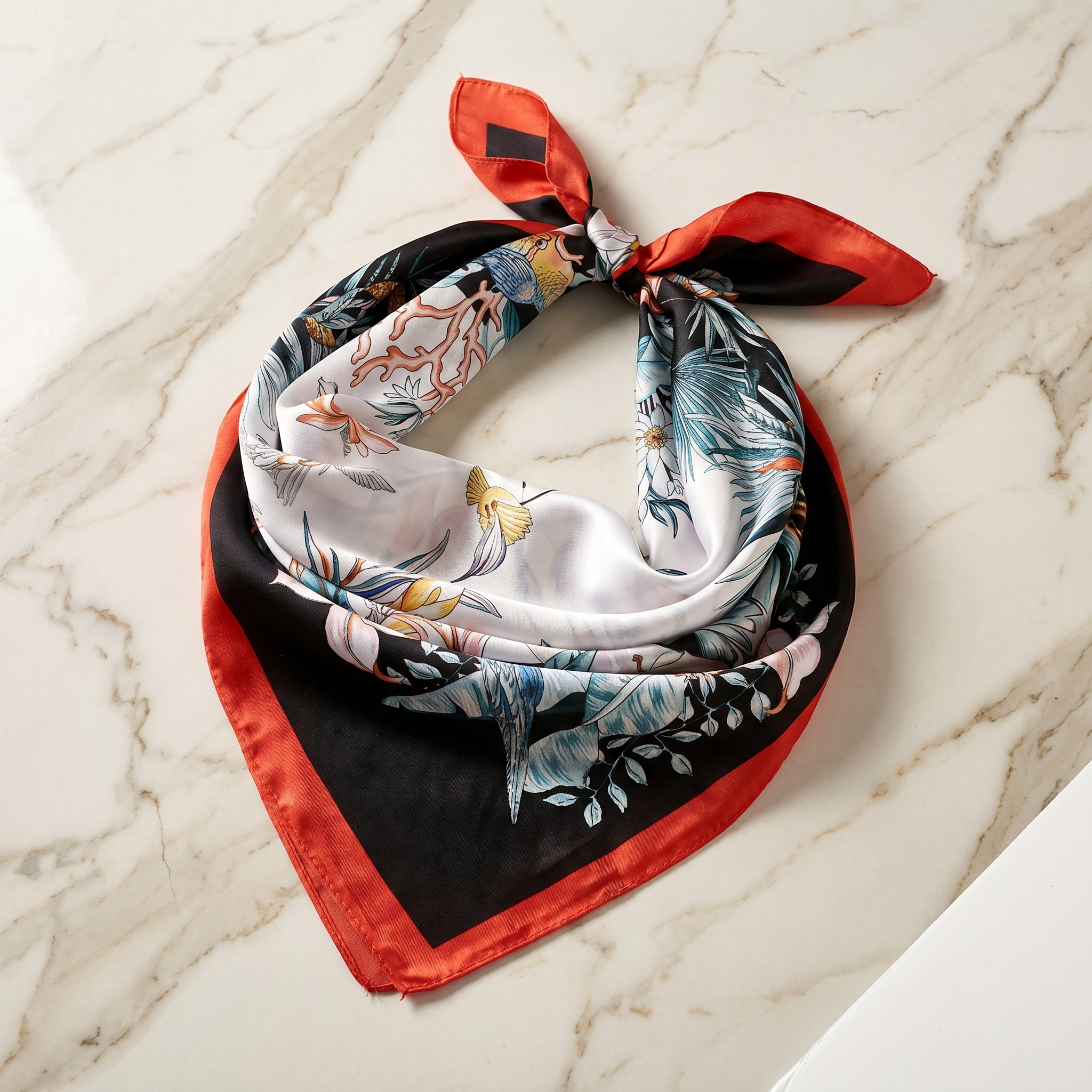 Bracksley multicolor floral satin scarf for women, 27 inch square — view 1