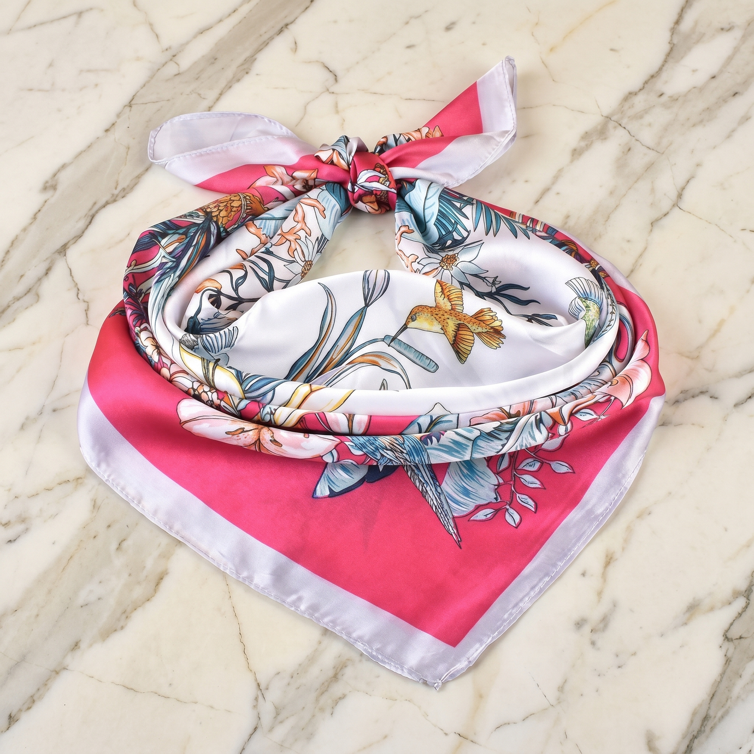 Bracksley multicolor floral satin scarf for women, 27 inch square — view 1