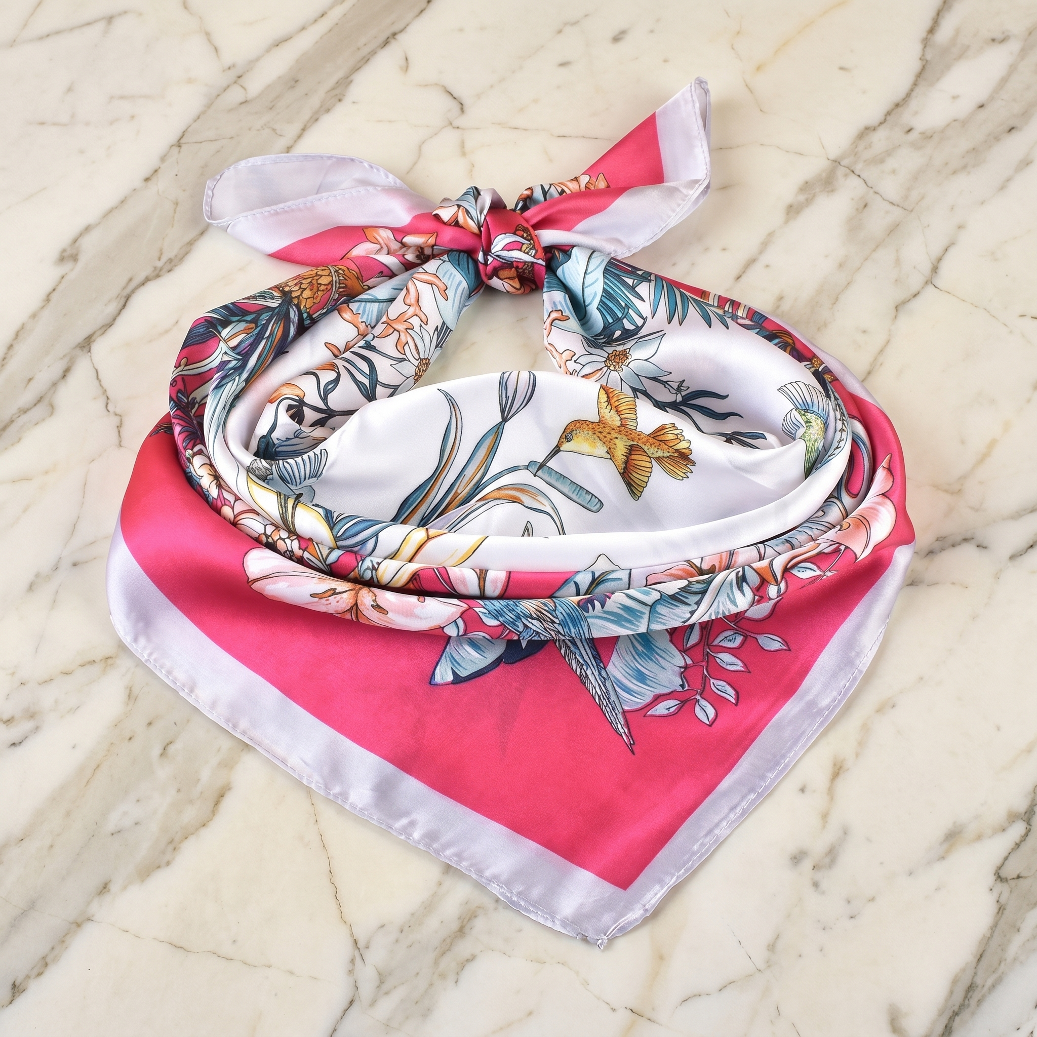 Bracksley multicolor floral satin scarf for women, 27 inch square — view 1