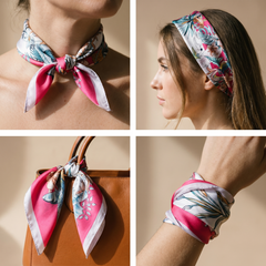 Bracksley multicolor floral satin scarf for women, 27 inch square — view 3
