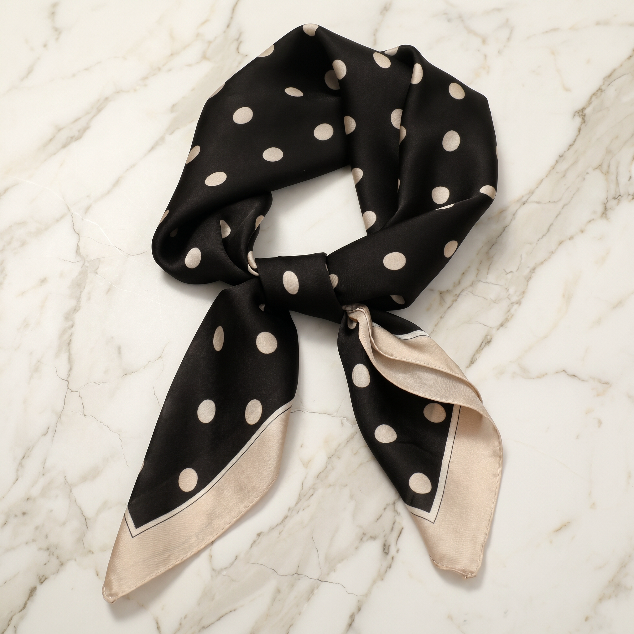 Bracksley black geometric satin scarf for women, 27 inch square — view 1