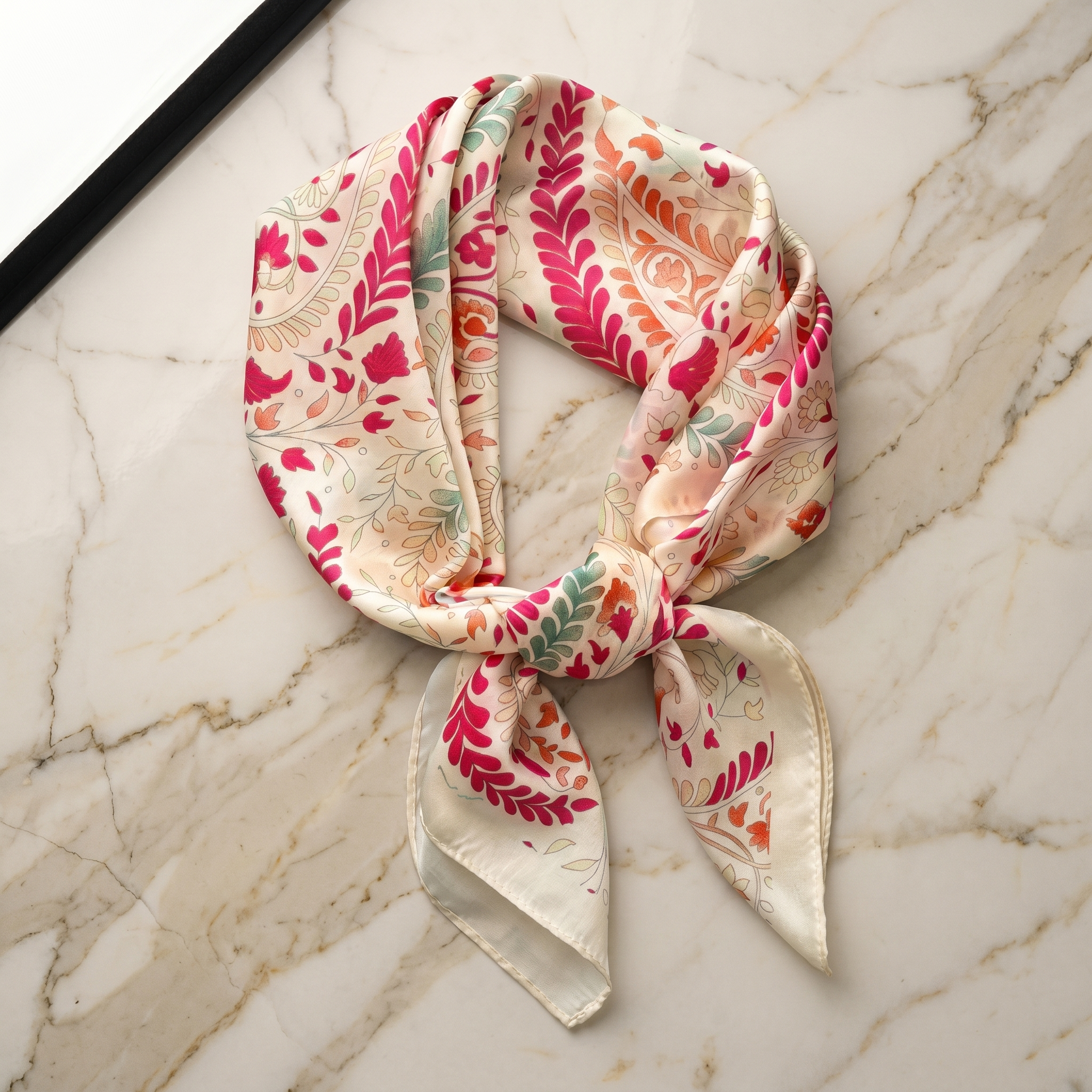 Bracksley multicolor floral satin scarf for women, 27 inch square — view 1