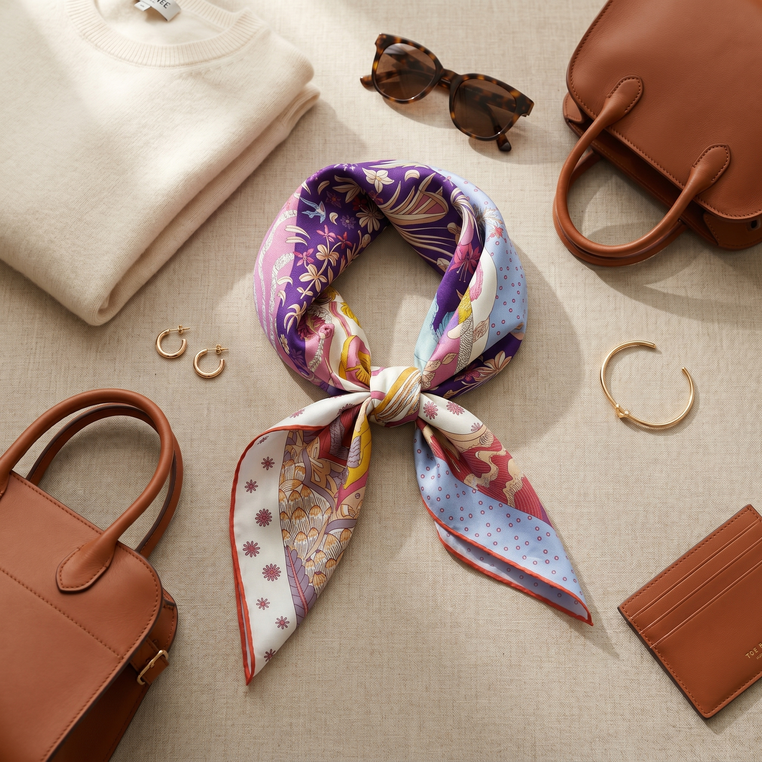 Bracksley multicolor paisley satin scarf for women, 27 inch square — view 2