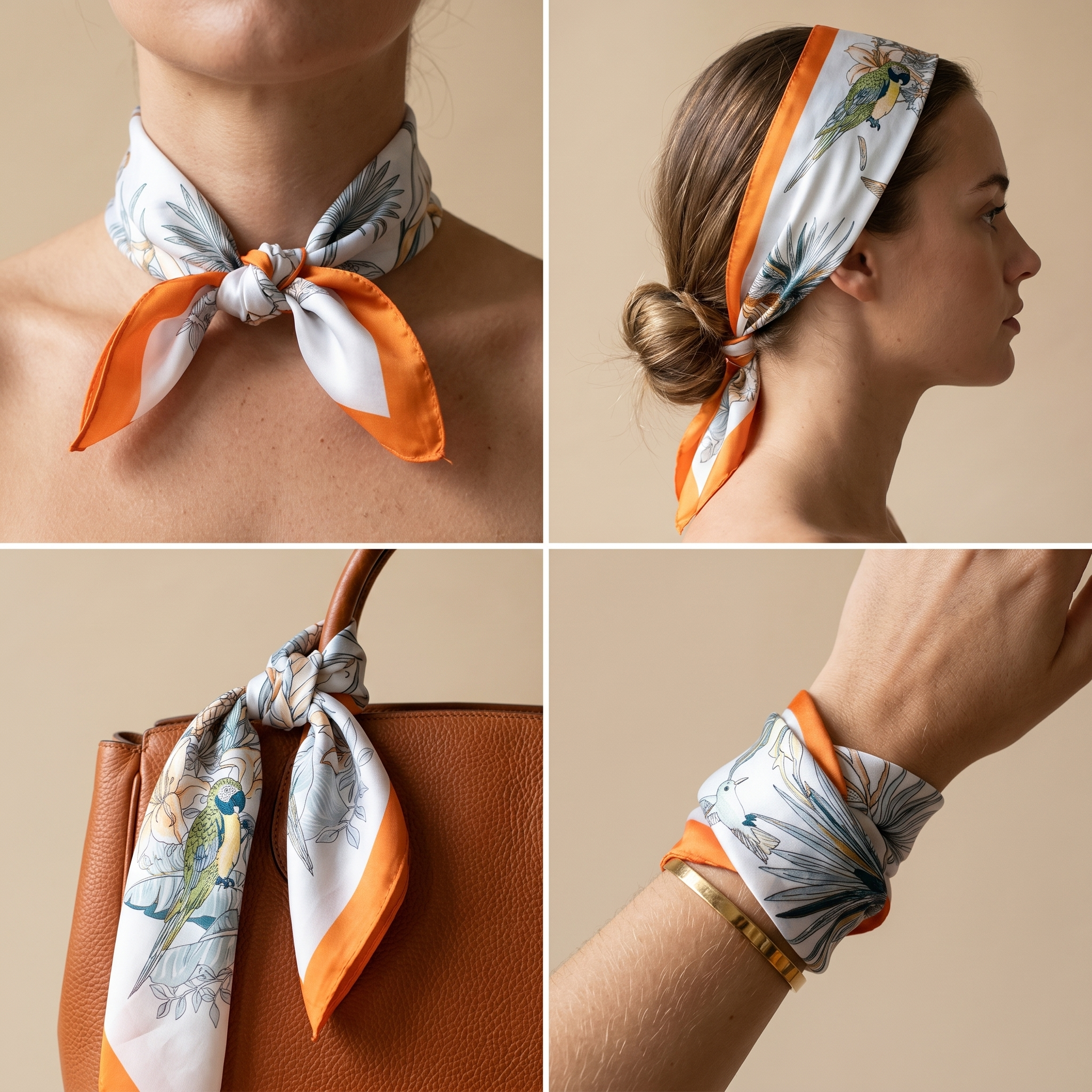 Bracksley multicolor floral satin scarf for women, 27 inch square — view 3