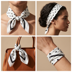 Bracksley white geometric satin scarf for women, 27 inch square — view 3