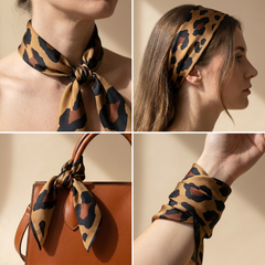 Bracksley brown animal satin scarf for women, 27 inch square — view 3