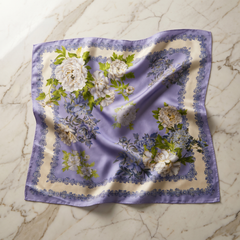 Bracksley purple floral satin scarf for women, 27 inch square — view 1