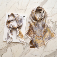 Bracksley gold floral satin scarf for women, 27 inch square — view 1