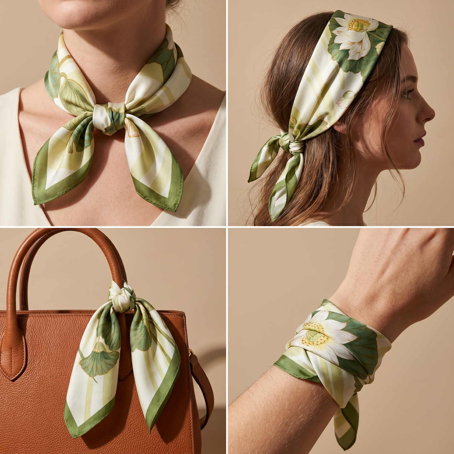 Bracksley multicolor floral satin scarf for women, 27 inch square — view 3