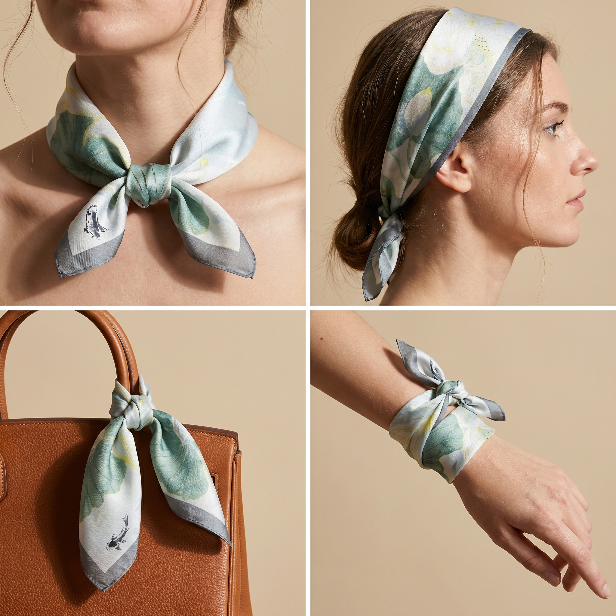 Bracksley multicolor floral satin scarf for women, 27 inch square — view 3
