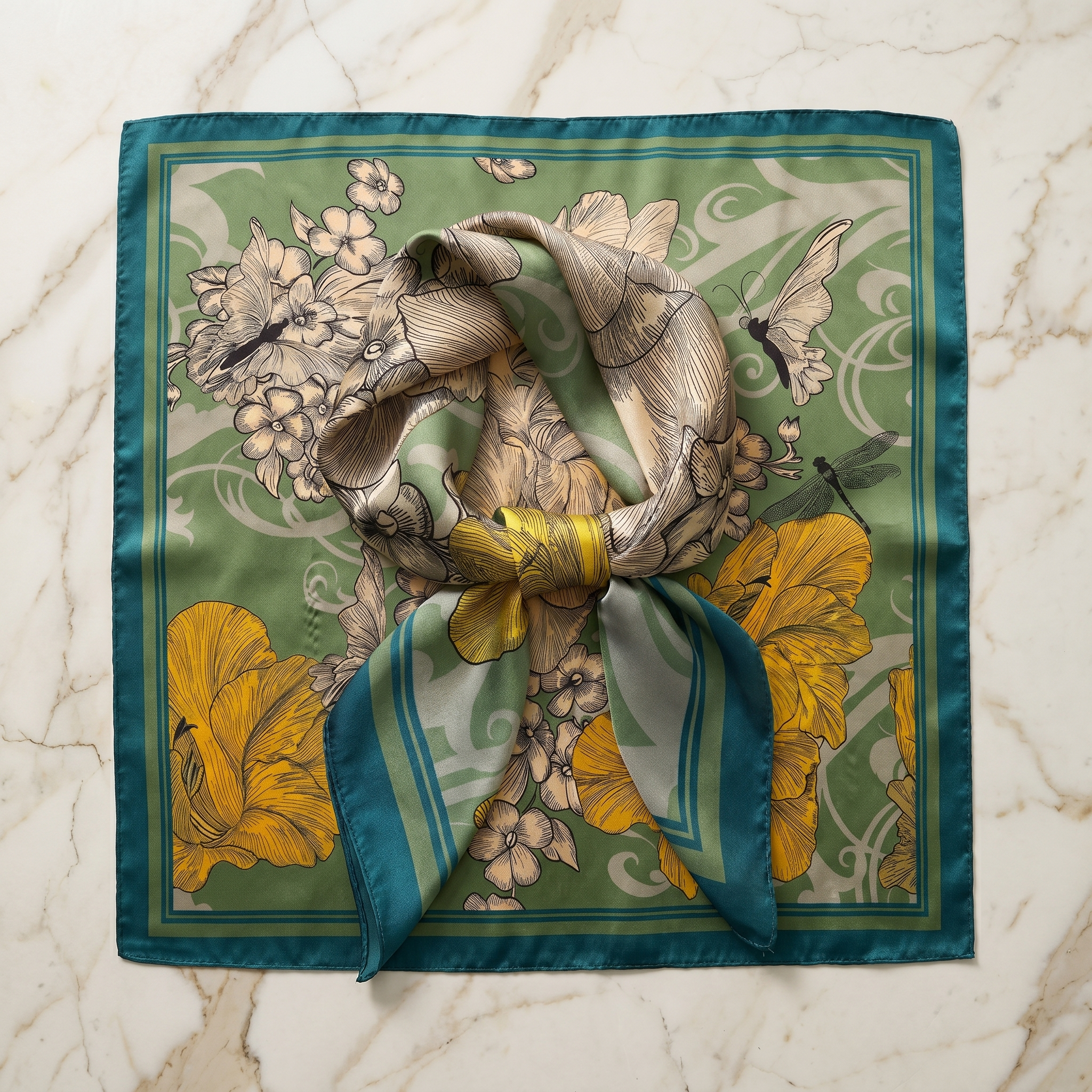 Bracksley multicolor floral satin scarf for women, 27 inch square — view 1