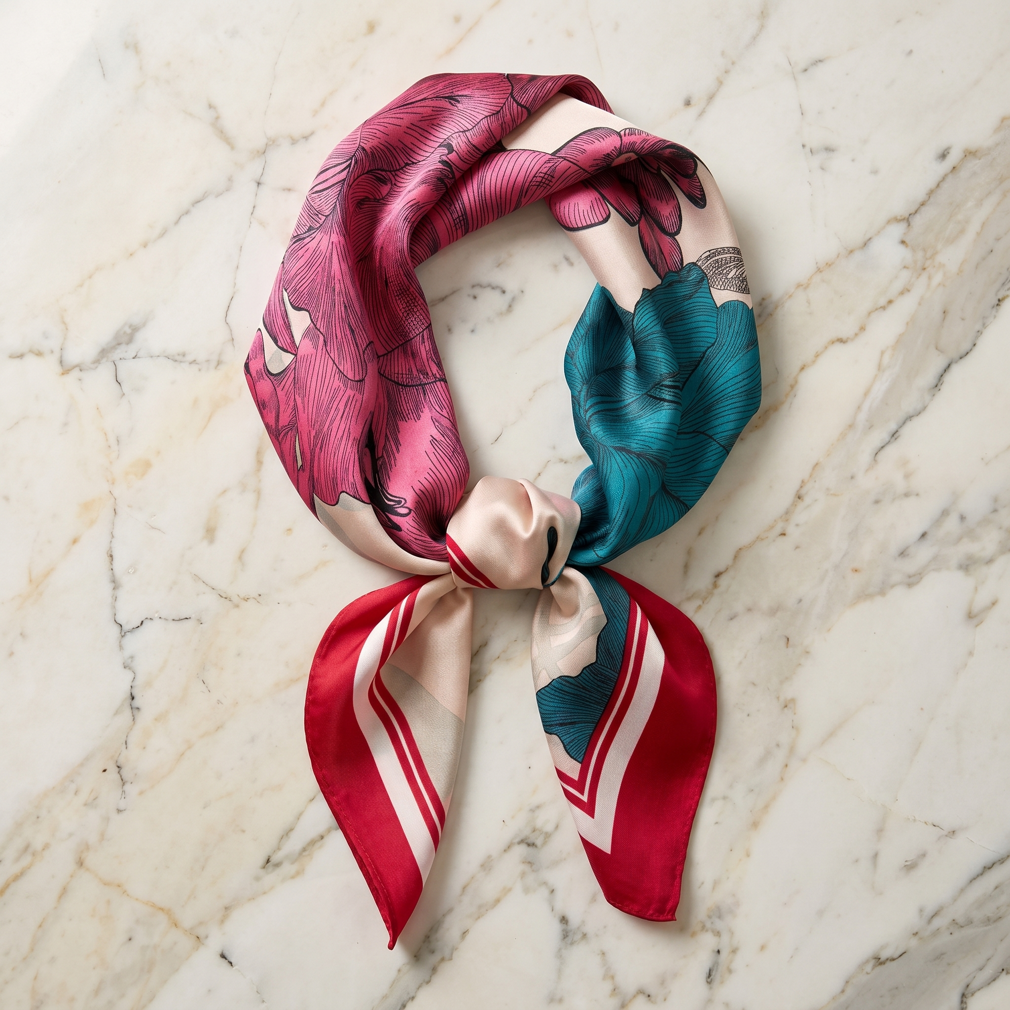 Bracksley multicolor floral satin scarf for women, 27 inch square — view 1