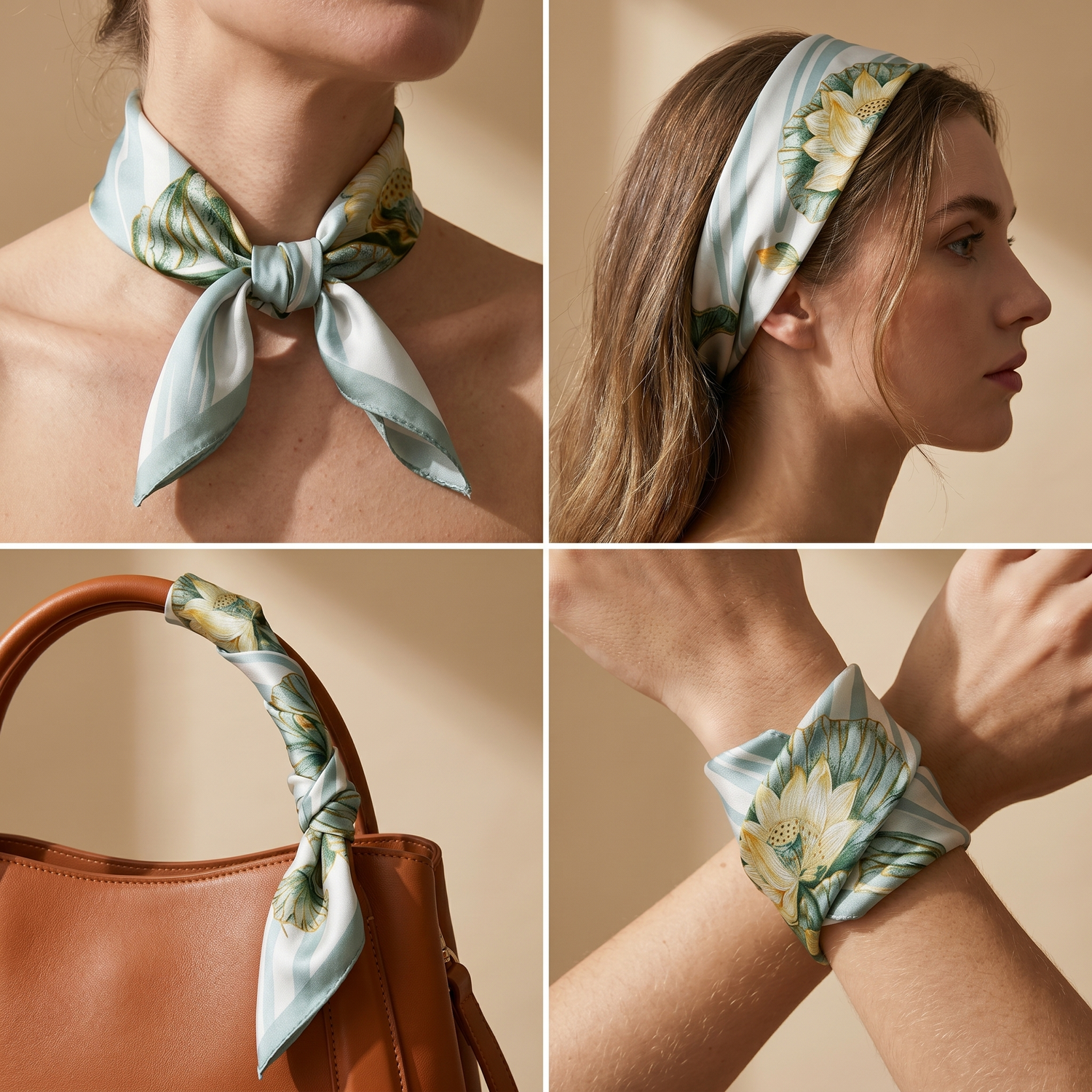 Bracksley multicolor floral satin scarf for women, 27 inch square — view 3